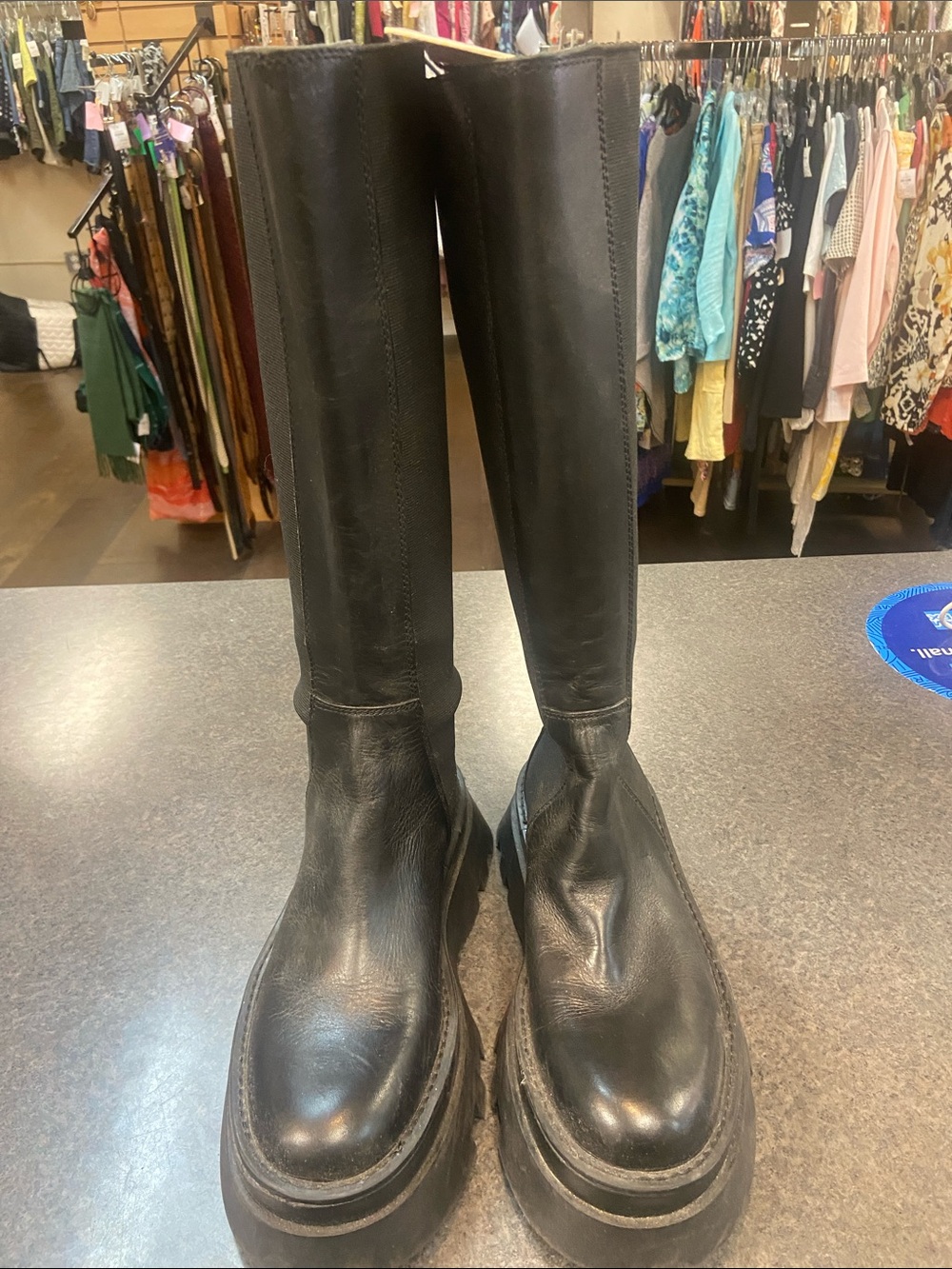 Zara Black Women's Combat Moto Knee-High Boots